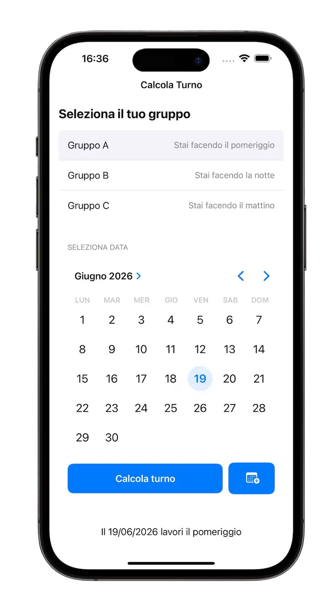 Calcola Turno Version 1.0