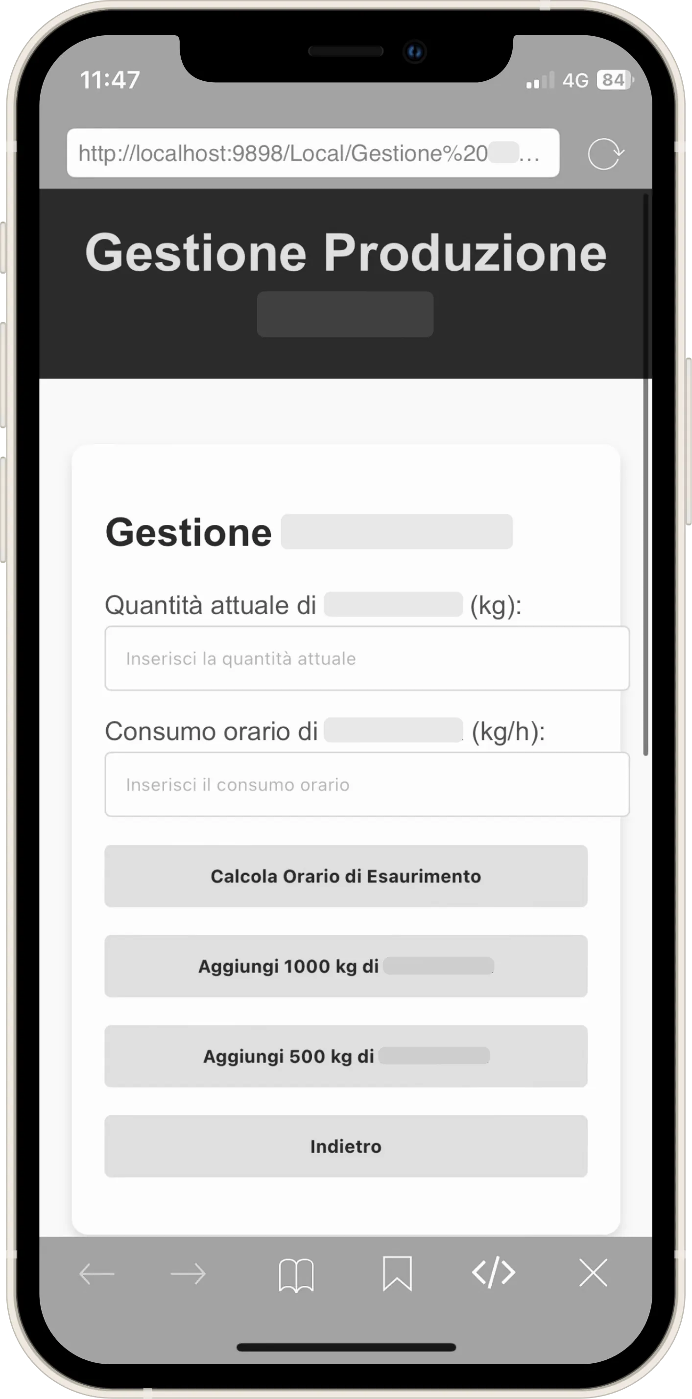 The version with UI updated to brand colors where I added the button for the 500kg increment on the main screen