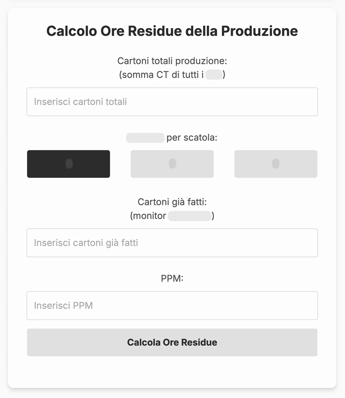 The UI implementation of the paper-based logic representing the digital translation of the notes for residue calculation