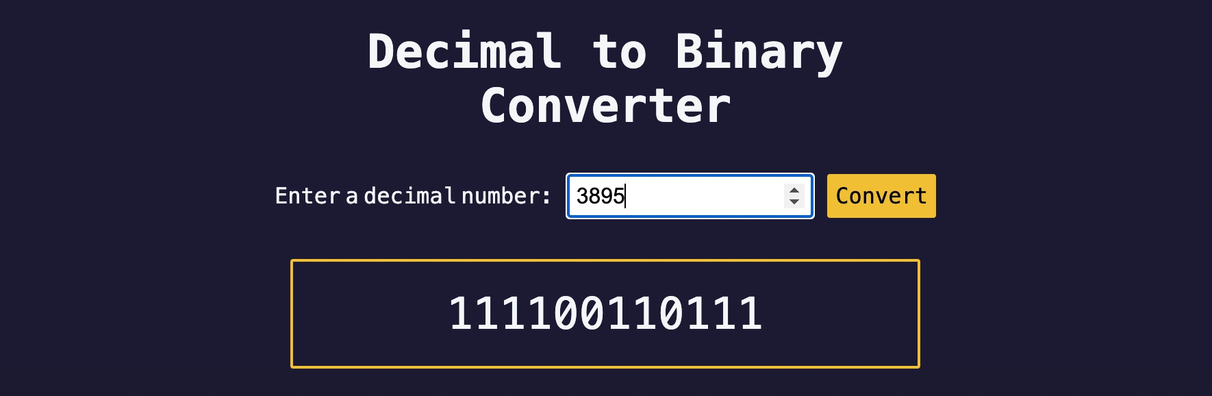 Decimal to Binary Converter Project Preview