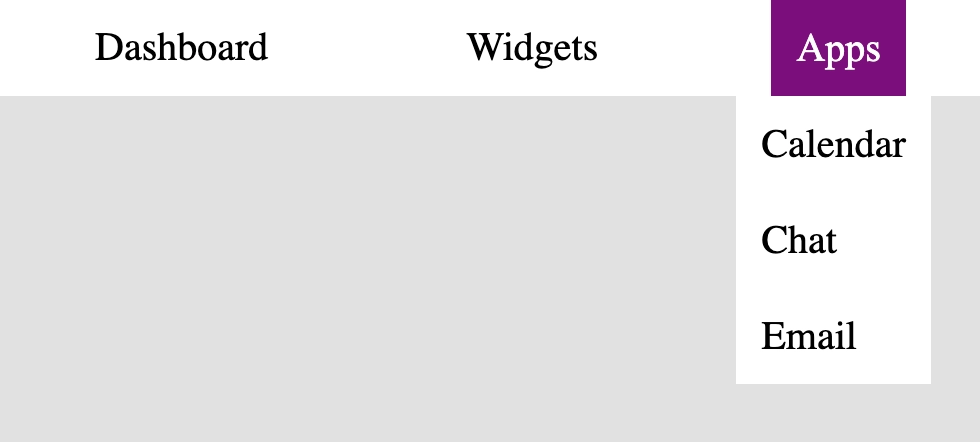 Reusable Mega Navbar - Apps Dropdown Menu open with Calendar, Chat, Email Items
