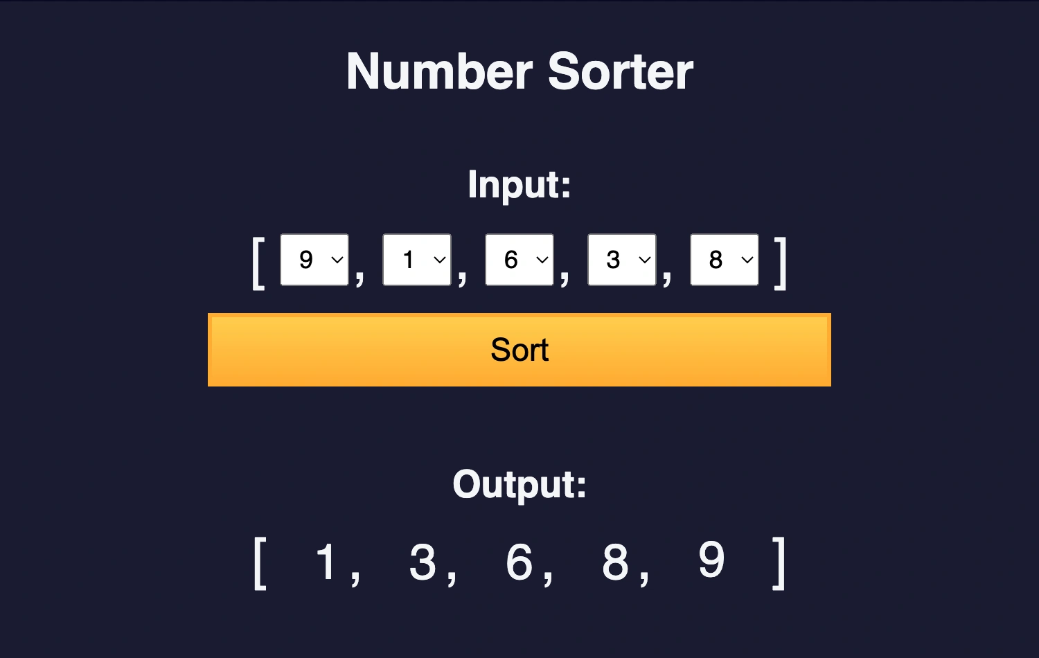 Number Sorter Project Preview