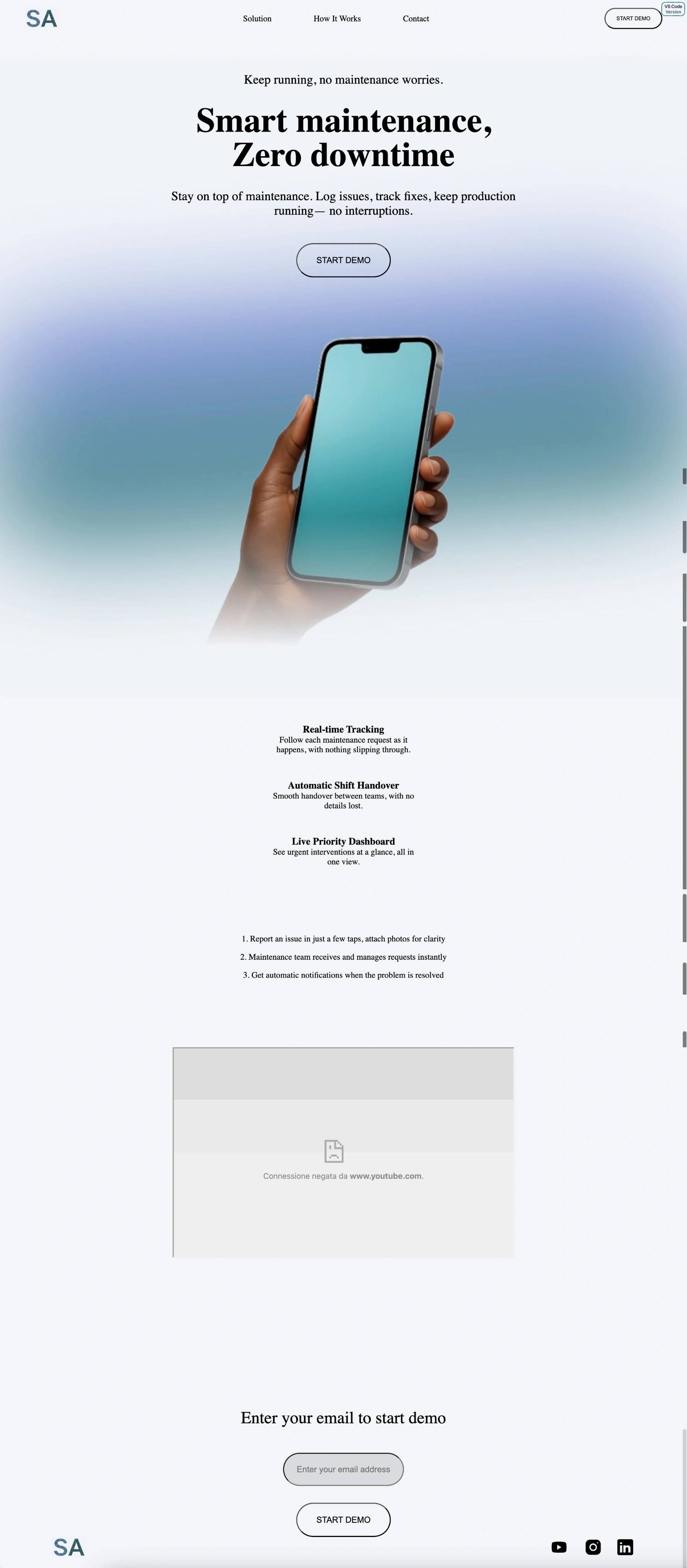 Product Landing Page Project Desktop UI Preview Visual Studio Code Version