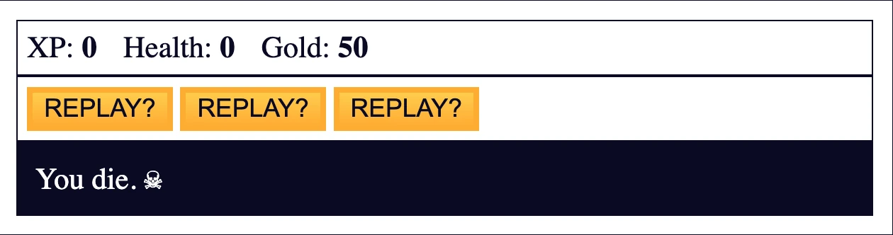 Role Playing Game Project Preview - Lose game
