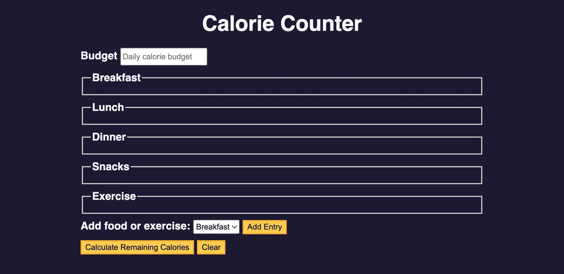 Anteprima Calorie Counter Project