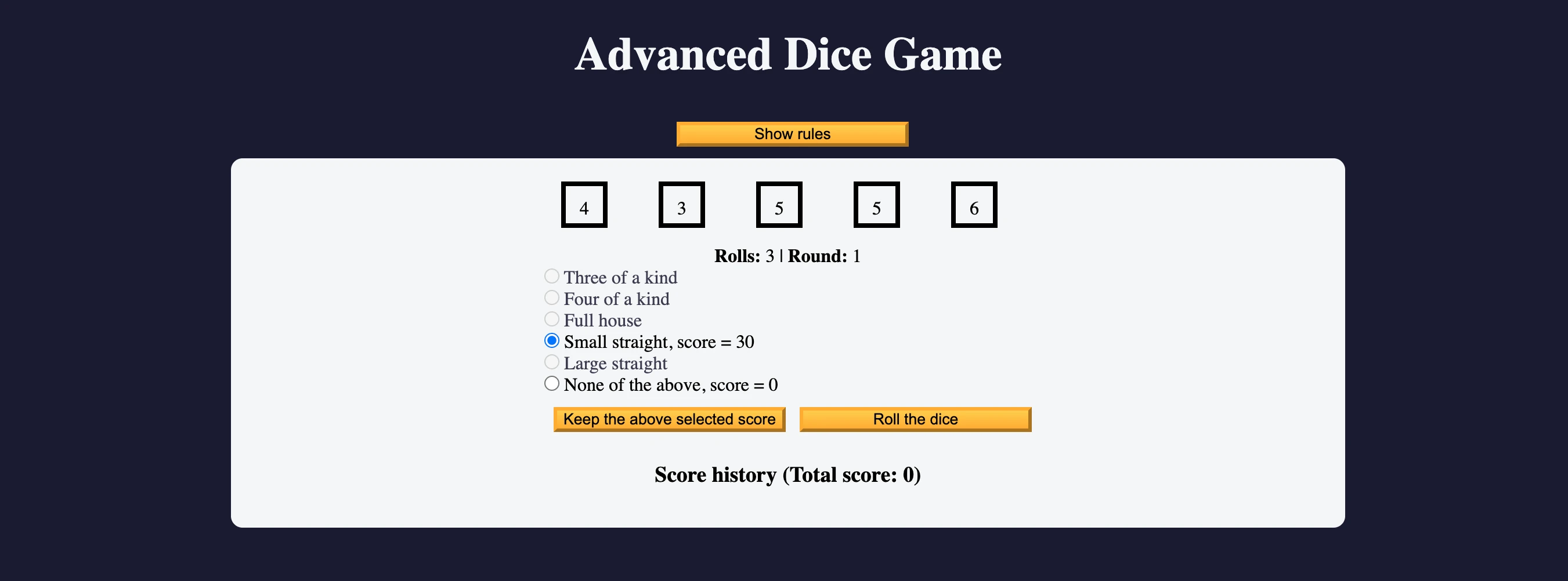 Interfaccia di gioco che mostra una scala minore con un punteggio di 30 punti
