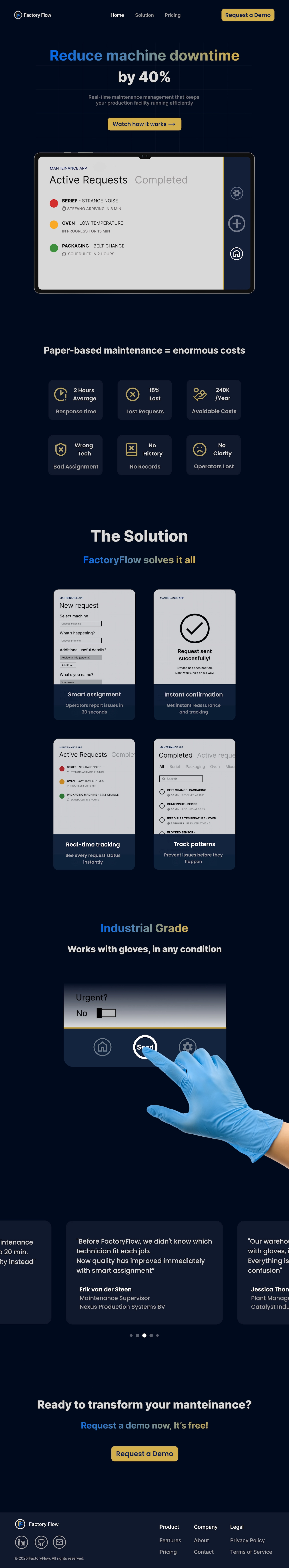 Maintenance App Desktop Website