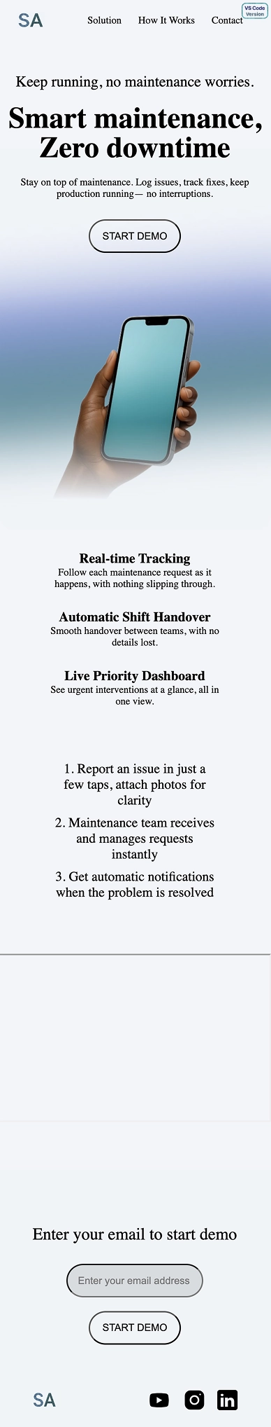 Anteprima Product Landing Page Project Mobile UI Versione Visual Studio Code