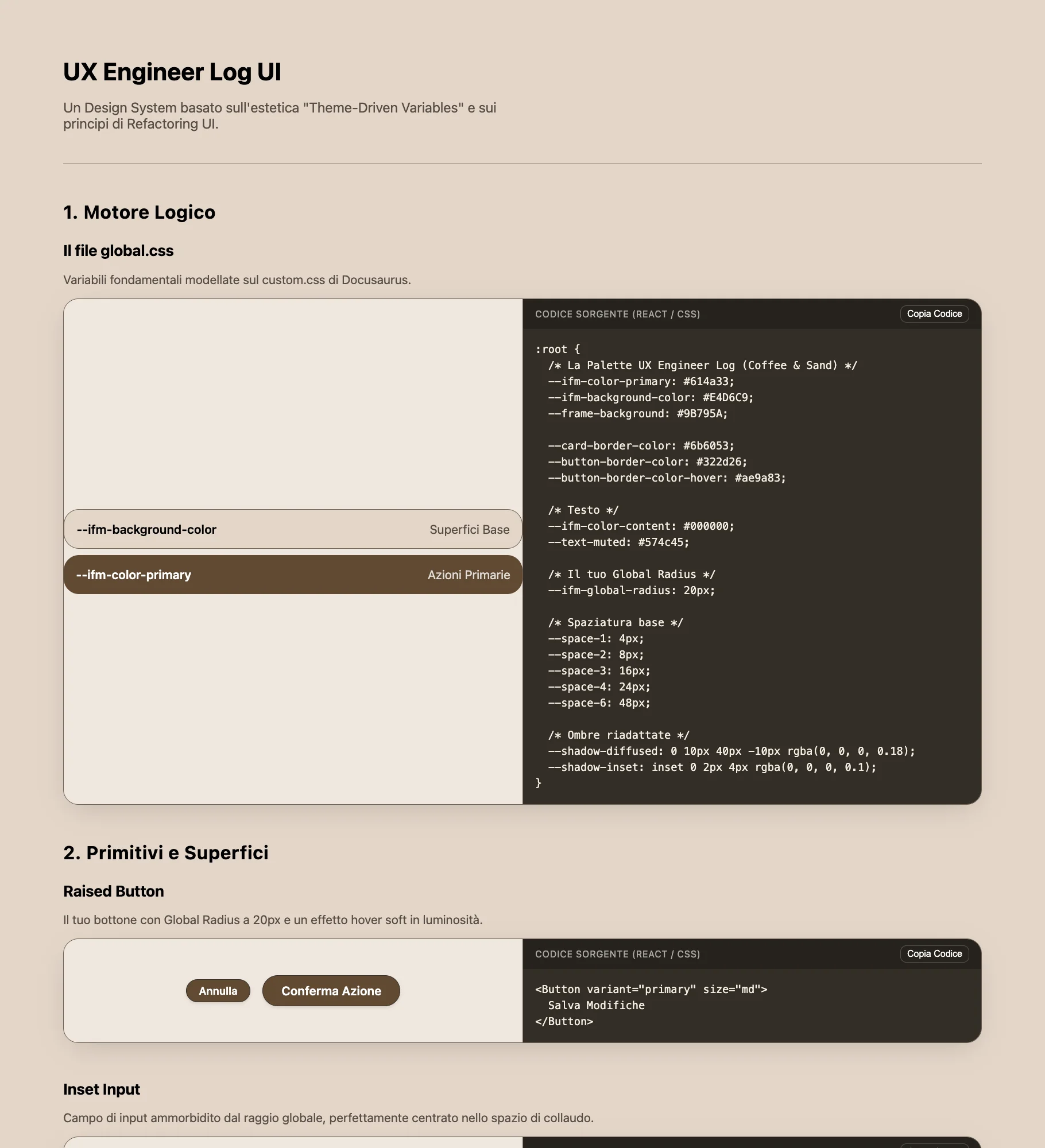 Screenshot della prima versione del caso studio di Refactoring UI