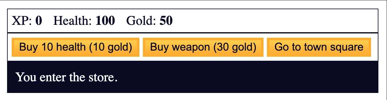 Anteprima del progetto Role Playing Game – entri nel negozio