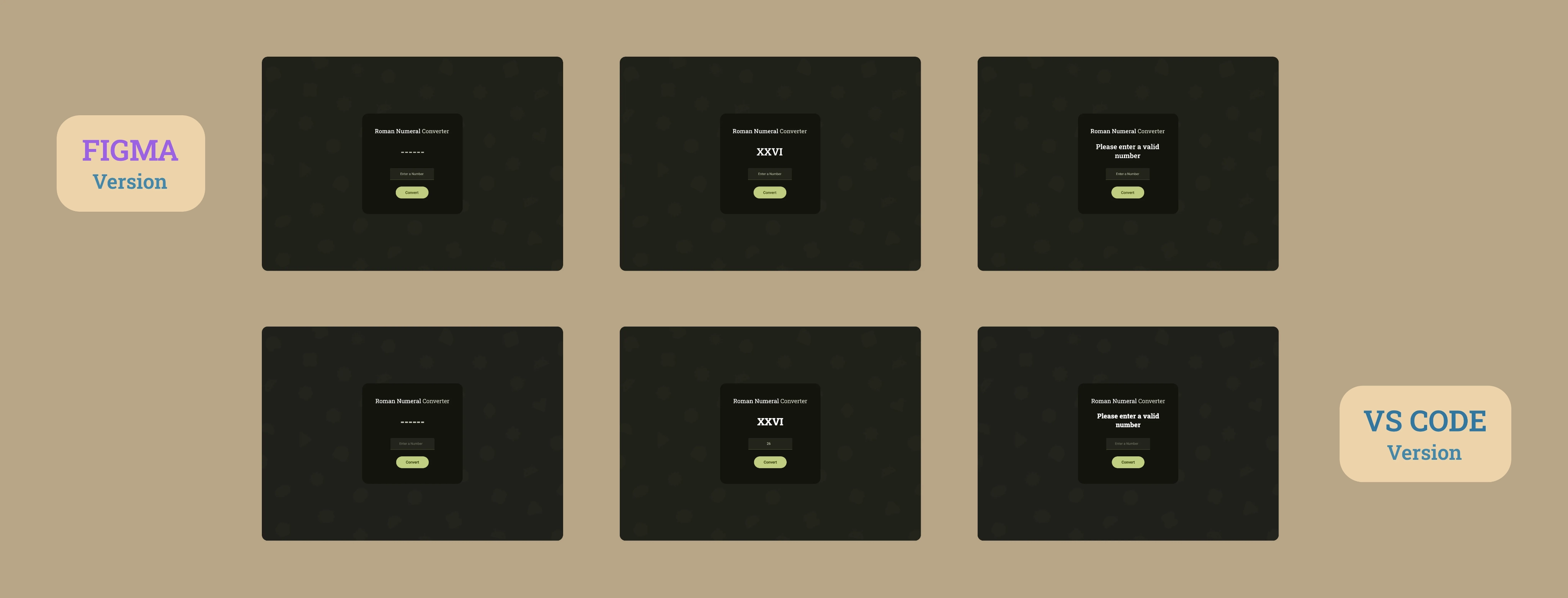 Roman Numeral Converter Project Desktop UI Preview Figma vs Visual Studio Code