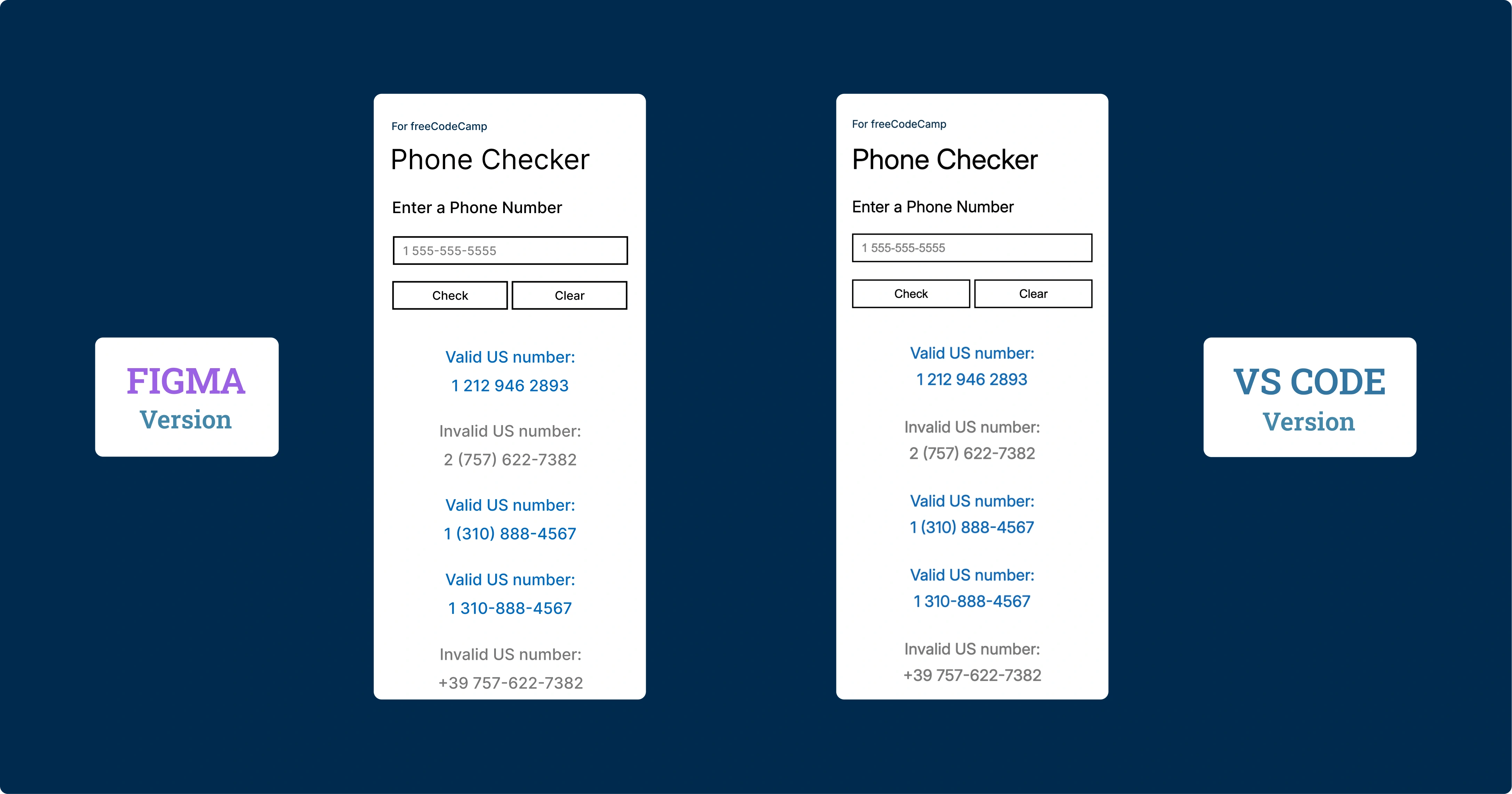 Anteprima Telephone Number Validator Mobile UI Figma vs Visual Studio Code